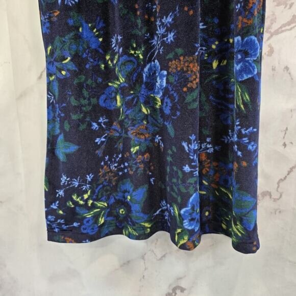 Maeve Dress Womens XS Blue Floral Velvet Midi Keyhole Constance Slit - Picture 9 of 13